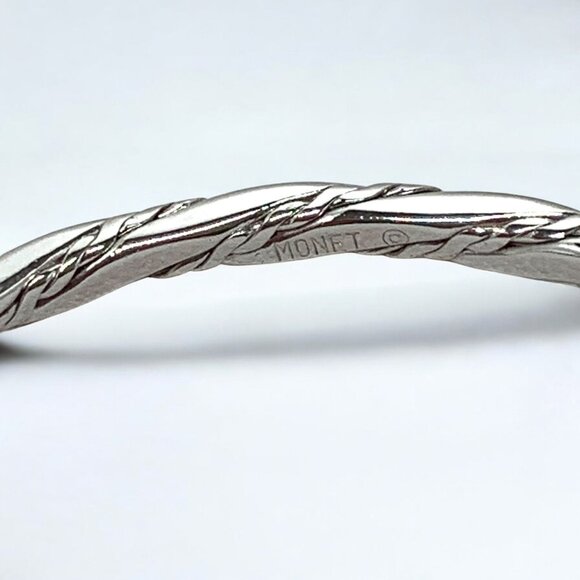 Vintage 1960s Monet Silver Tone Braided Rope Twist Bangle 2.5" Wide - Picture 2 of 6